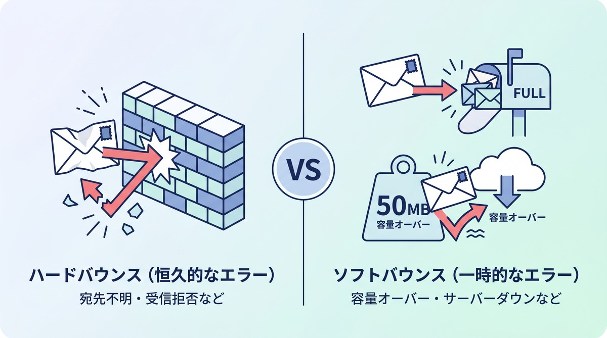 メールが届かない ハードバウンスとソフトバウンスの違い