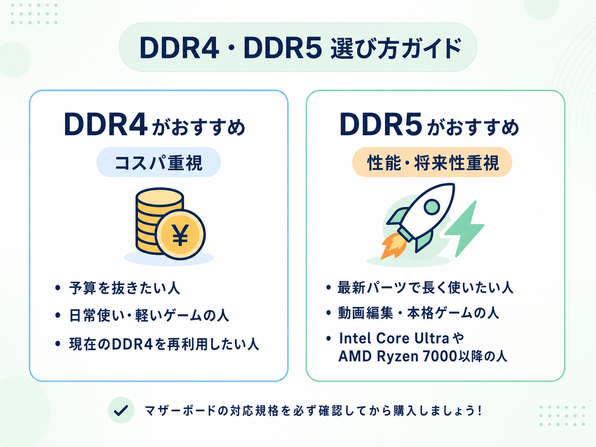 DDR4とDDR5メモリの選び方・おすすめ基準ガイド